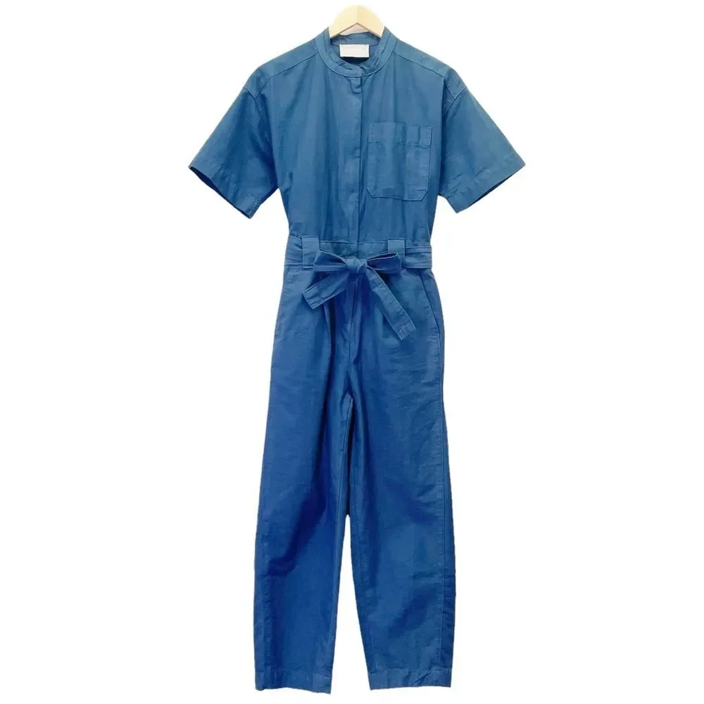 Everlane The Fatigue Short-Sleeve Jumpsuit Boiler Suit Slate Blue Size 0 | XS